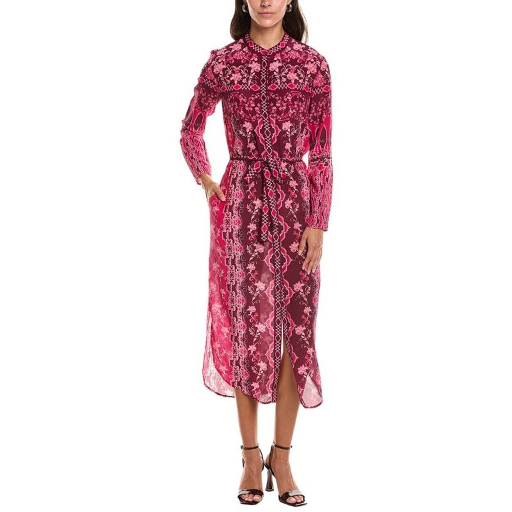 Saloni Womens  Silk Floral Shirtdress